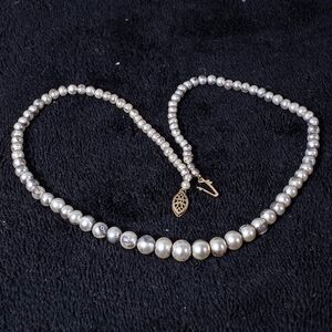 Vintage Faux Pearl Single Strand Necklace With Fish Hook Clasp #1040